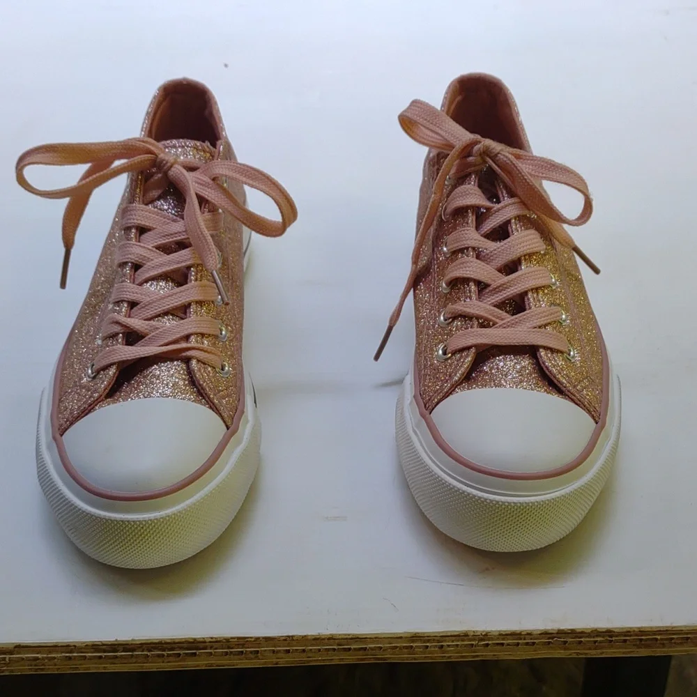Olivia Miller Corsano Pink Sparkle Lace Up Sneakers